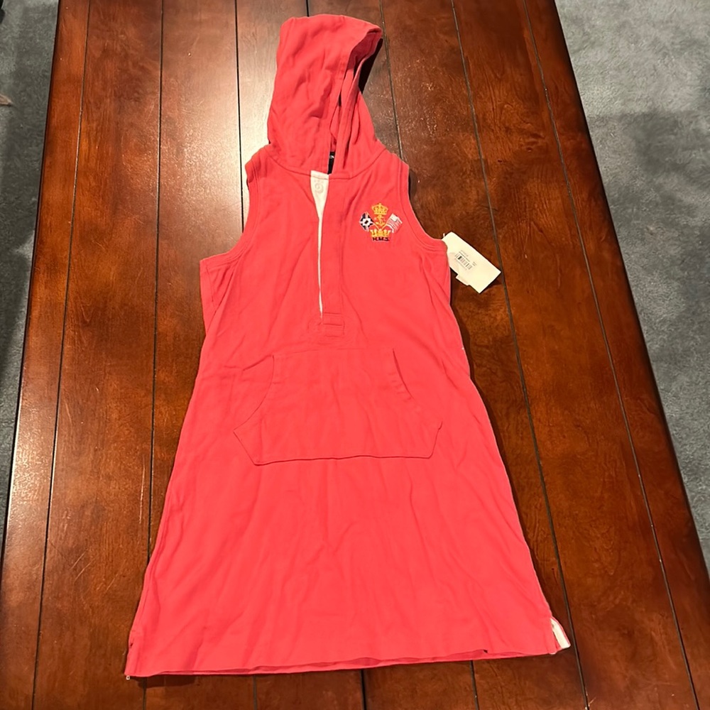 Ralph Lauren Polo NWT Hooded 100% cotton sleeveless tank dress front pocket Med